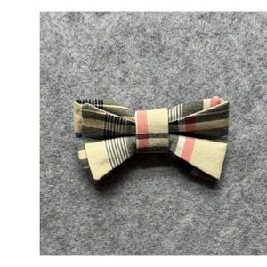 Trax Handmade Dog Plaid Bow Tie Tan Red Blue Check Natural Fabric Los Angeles